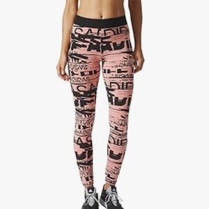 Adidas Women Sport ID Allover Print Pants Pink & Black small